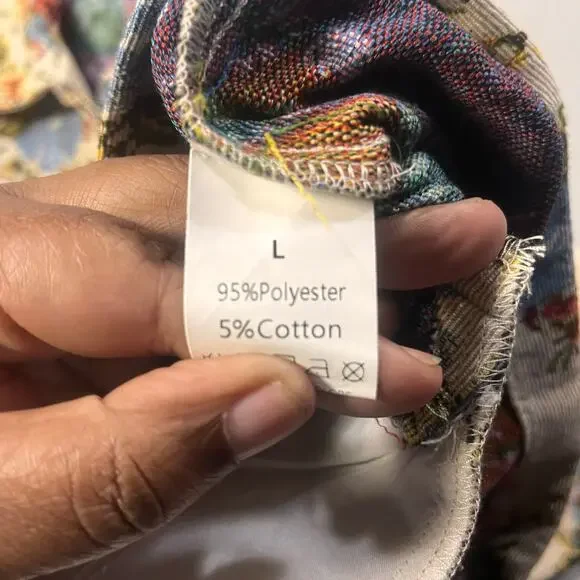 Tapestry Floral Zip Jacket Women’s Large Cottagecore Boho Rose‎ Print Retro - Picture 2 of 8